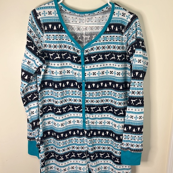 Christmas Vibe Prints Lounge Onesie Sleepwear PJ Size Large - Picture 2 of 6